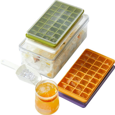 Food Grade Fitting Lid PET PP Ice Cube Tray And Container With Shovel